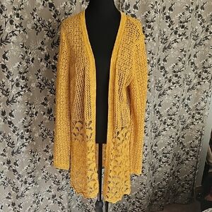 Golden Open Knit Women's Cardigan
